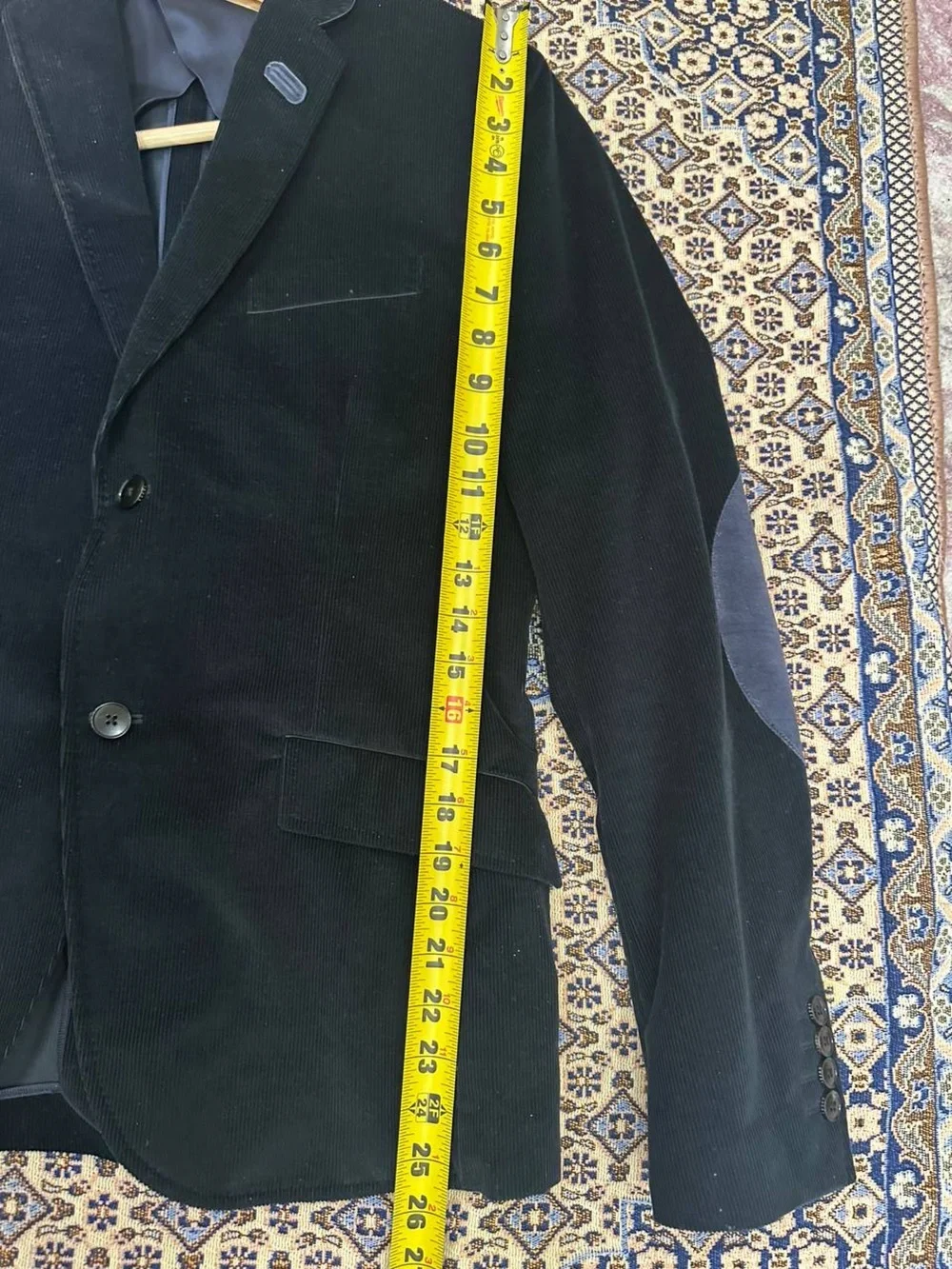 Gucci Single-Breasted Velvet Blazer in Navy Blue Cotton